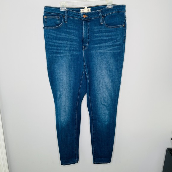 Madewell Curvy Roadtripper Dark Wash Skinny Jeans Womens 32 AN314 Whiskering - Picture 3 of 12